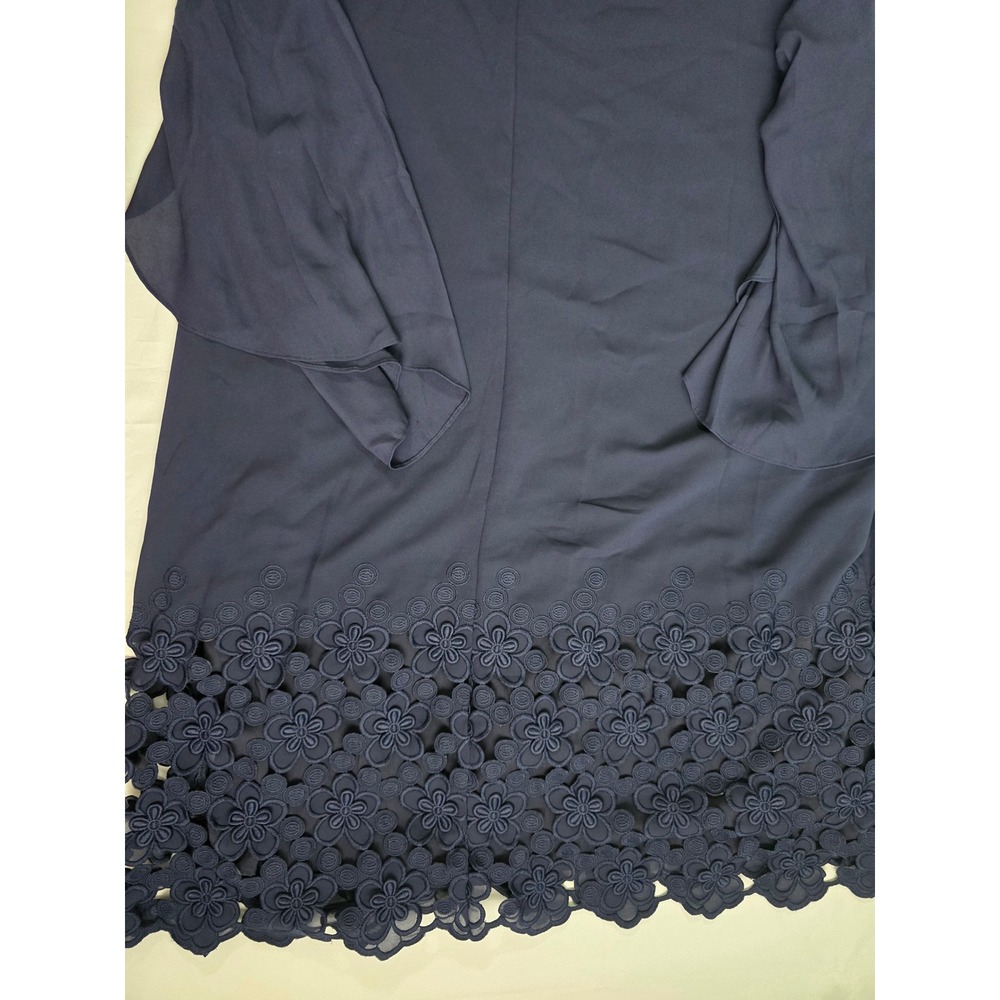 Tahari Arthur S Levine Navy Blue Floral Lace Hem Shift Dress 22W 6226L474 NWT - Picture 12 of 16